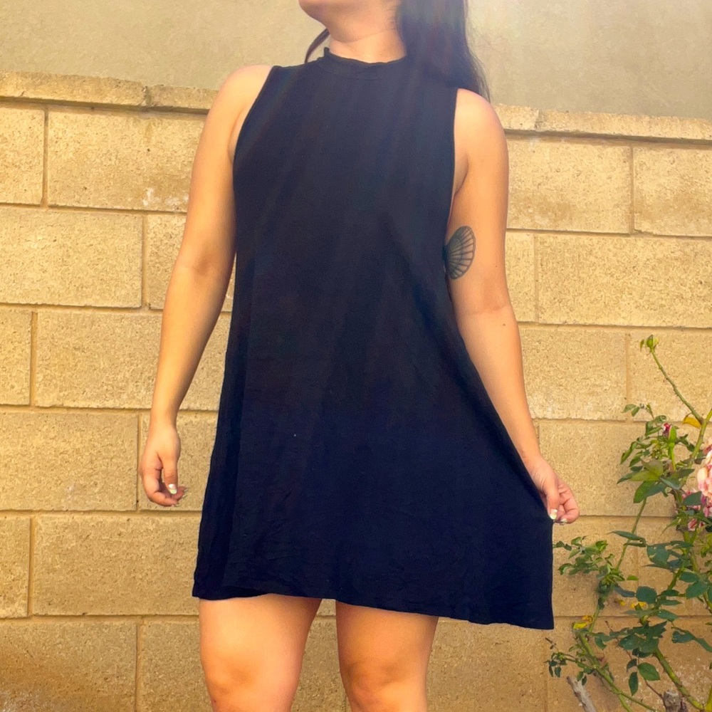 Black Turtleneck Sleeveless Dress